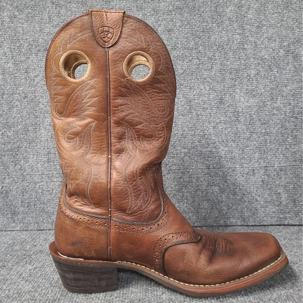 ARIAT Roughstock Brown Bullhide Leather Square Mens Cowboy Boots #10002227 8 EE